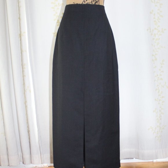 Herman Geist Gray Worsted Wool Maxi Pencil Skirt 18.5" Front Slit Women's M/L - Picture 4 of 9